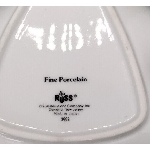 VTG Christmas Tree Trinket Candy Dish Tray Fine Porcelain China Russ Berrie Co - Picture 5 of 5